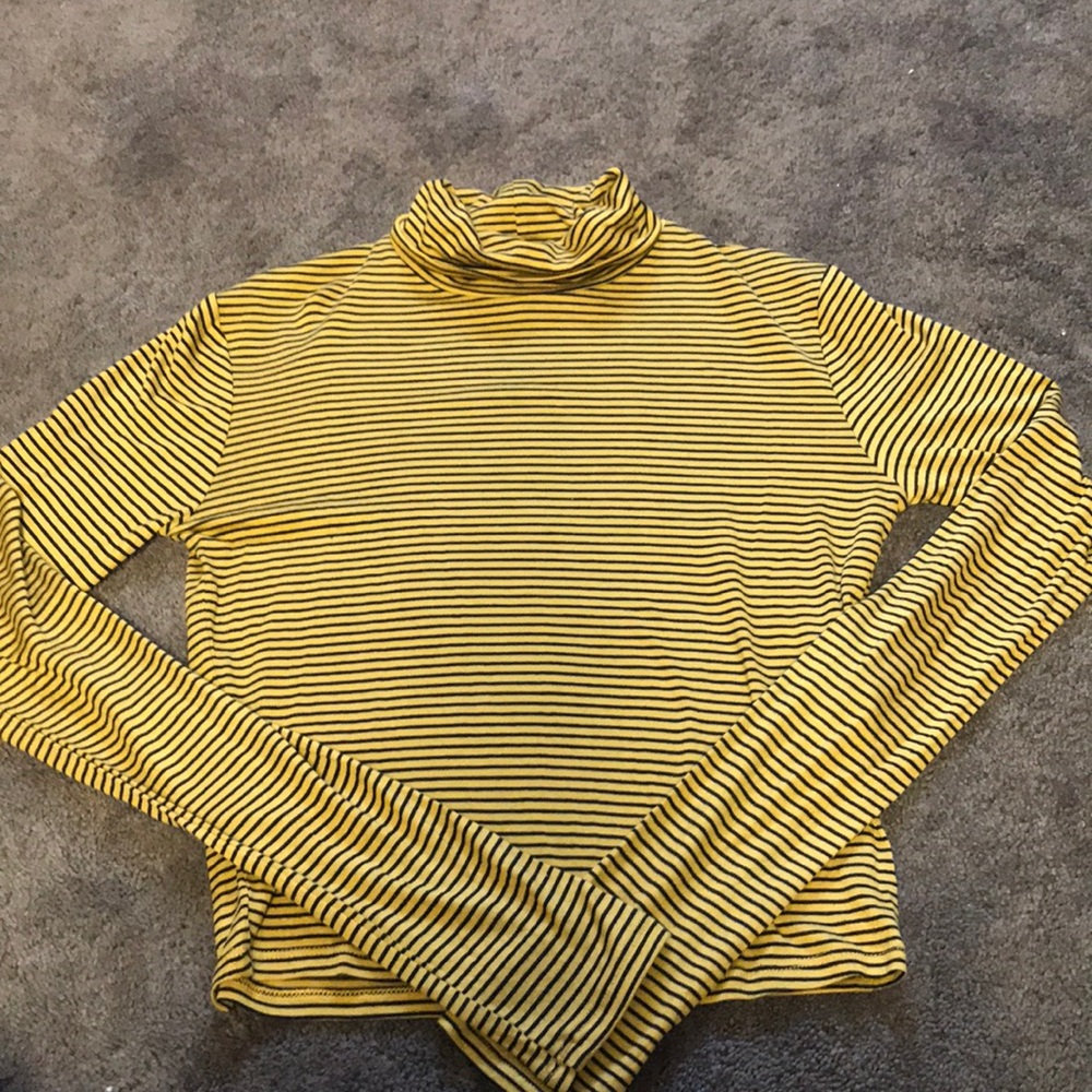 Yellow Striped Turtle Neck Long Sleeve